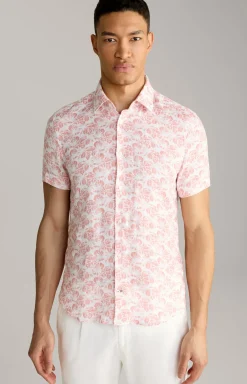 Leinen-Hemd Pit in Orange/Weiß