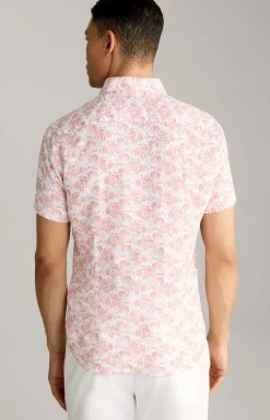 Leinen-Hemd Pit in Orange/Weiß