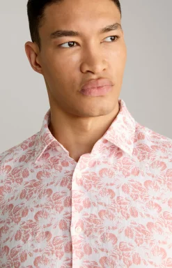 Leinen-Hemd Pit in Orange/Weiß