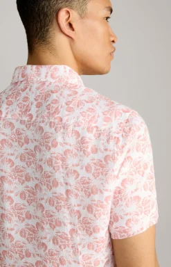 Leinen-Hemd Pit in Orange/Weiß