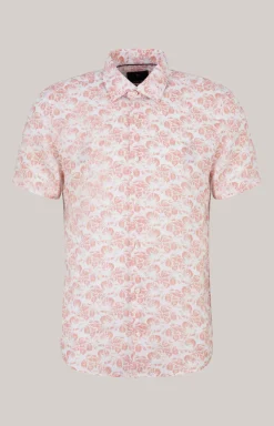 Leinen-Hemd Pit in Orange/Weiß