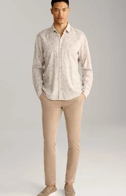 Leinenmix-Hemd Hanson in Braun gemustert