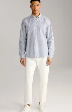 Leinenmix-Hemd Hawes in Blau/Weiß gestreift