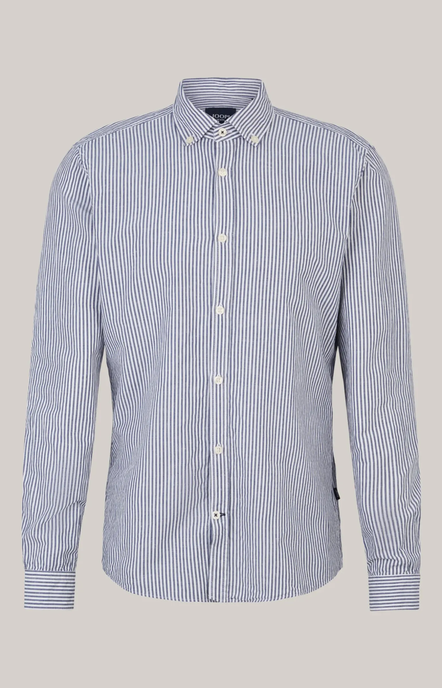 Leinenmix-Hemd Hawes in Blau/Weiß gestreift