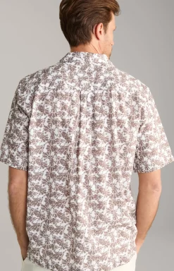 Leinenmix-Hemd Kawai in Braun-Weiß gemustert