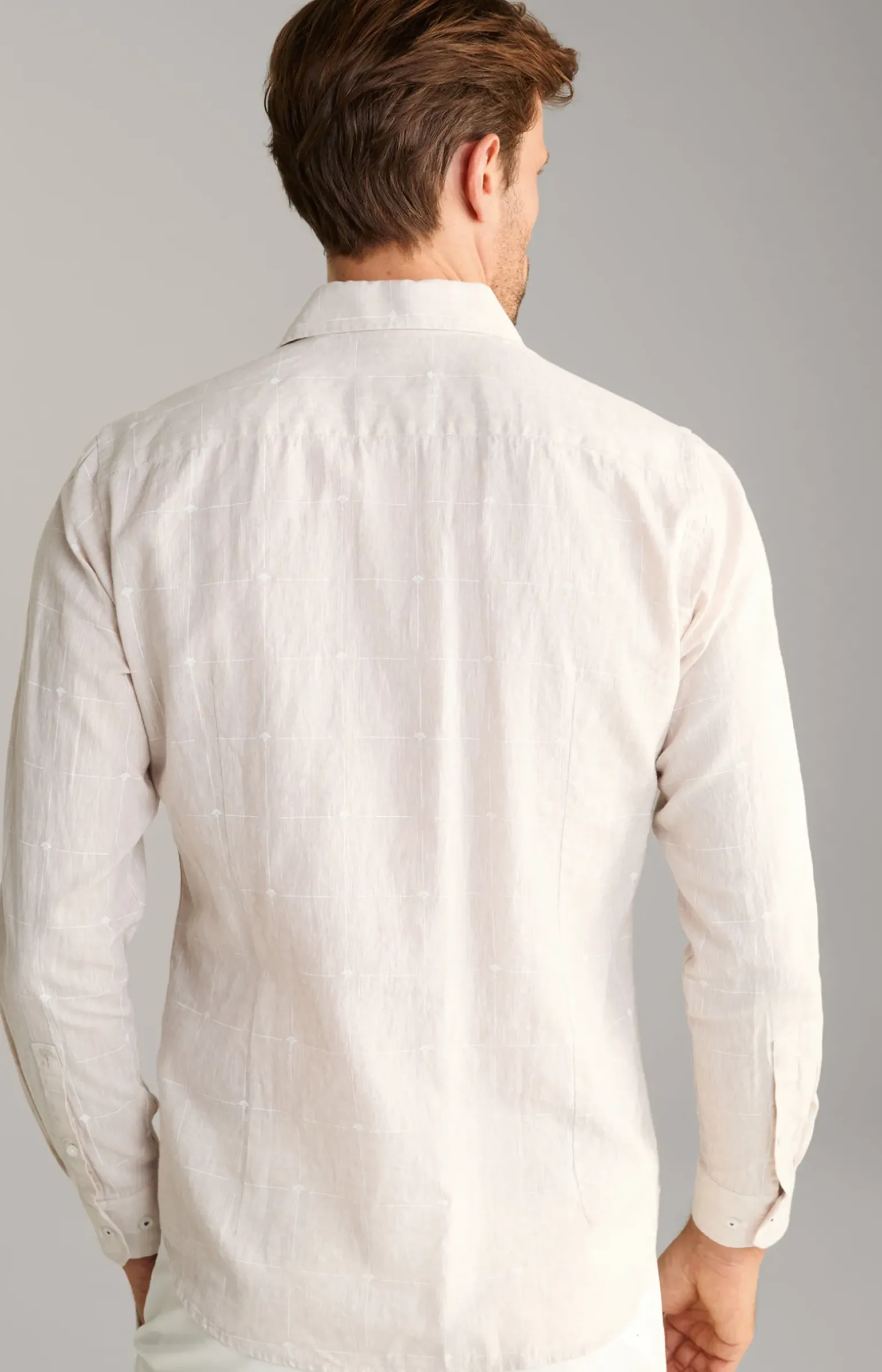 Leinenmix-Hemd Pai in Hellbraun gemustert