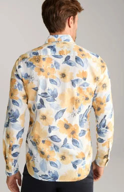 Leinenmix-Hemd Pai in Weiß/Gelb/Blau gemustert