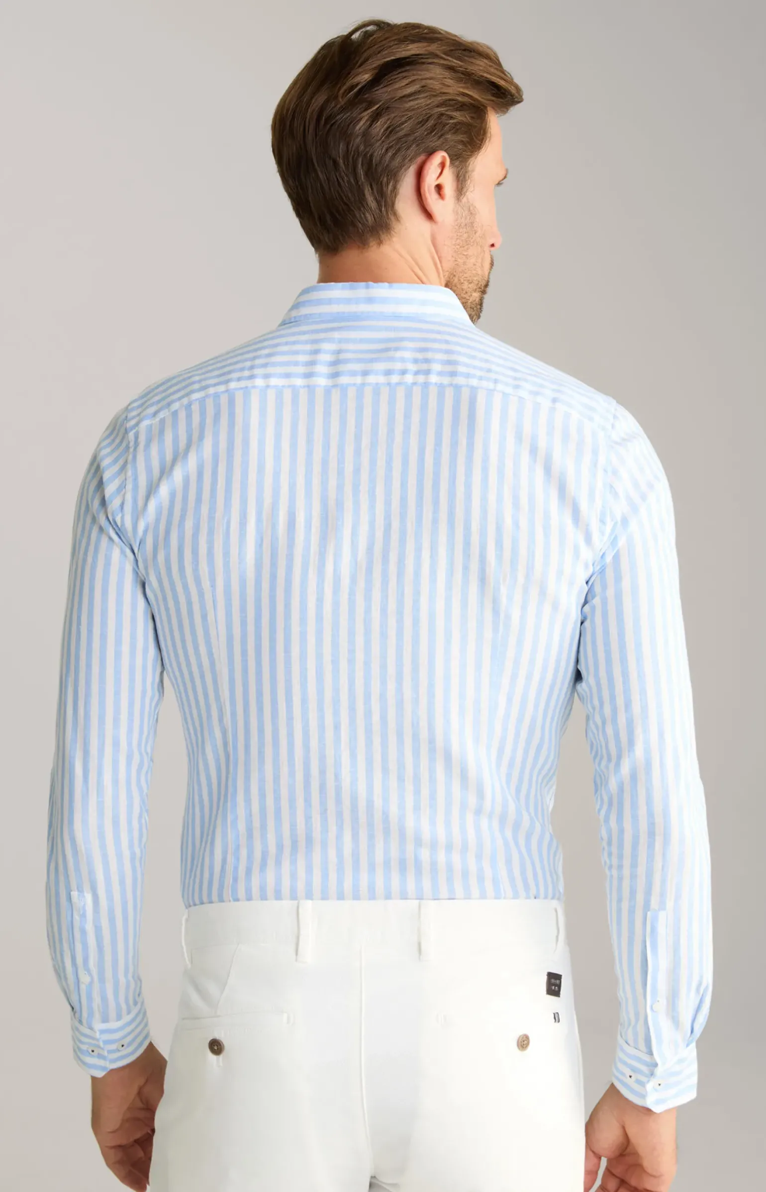 Leinenmix-Hemd Pit in Hellblau/Weiß gestreift