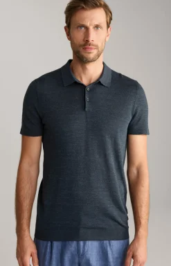 Leinenmix-Poloshirt Malioso in Navy