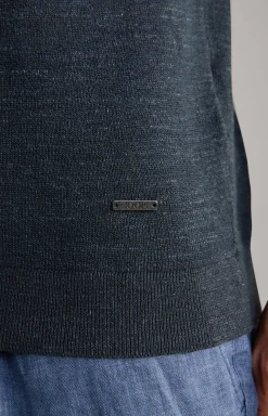 Leinenmix-Poloshirt Malioso in Navy