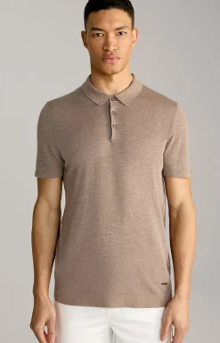 Leinenmix-Poloshirt Malioso in Braun