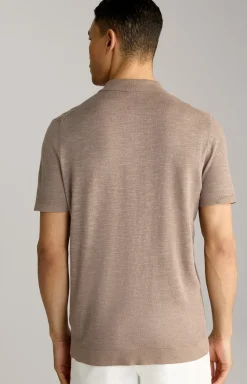 Leinenmix-Poloshirt Malioso in Braun