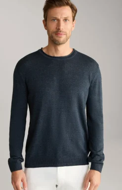 Leinenmix-Pullover Mendor in Navy