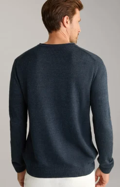 Leinenmix-Pullover Mendor in Navy