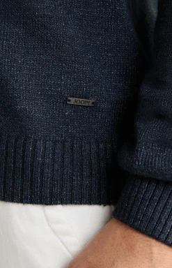 Leinenmix-Pullover Mendor in Navy