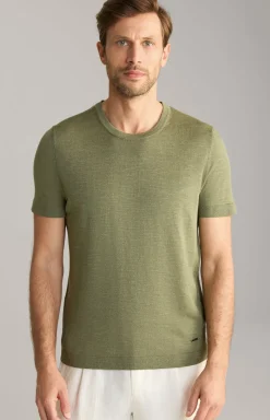 Leinenmix-T-Shirt Maroso in Oliv