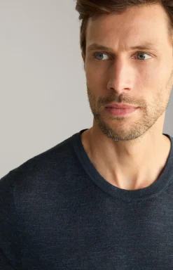 Leinenmix-T-Shirt Maroso in Dunkelblau