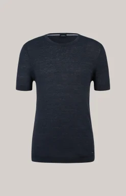 Leinenmix-T-Shirt Maroso in Dunkelblau