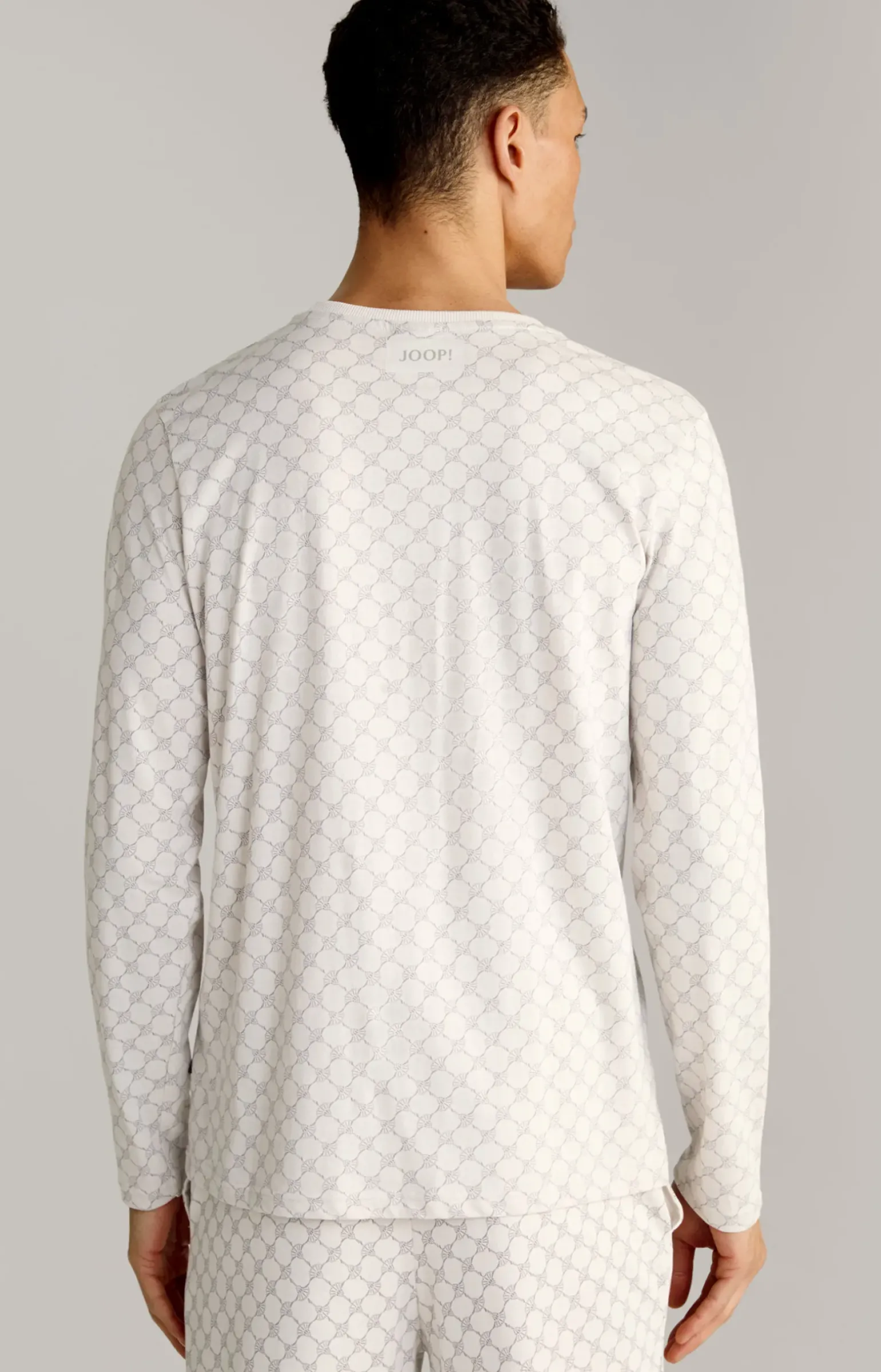 Loungewear Longsleeve in Offwhite/Grau gemustert