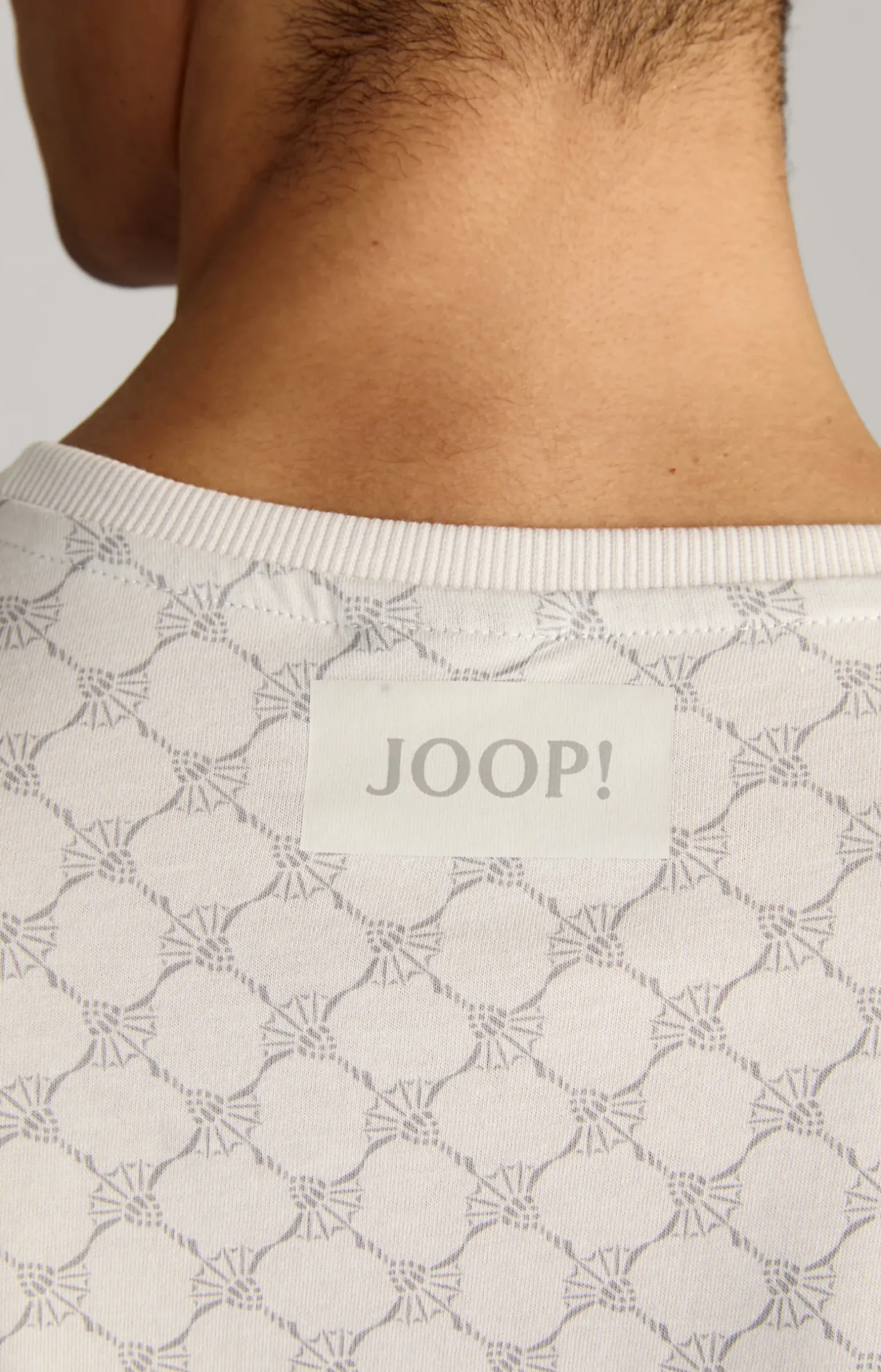 Loungewear Longsleeve in Offwhite/Grau gemustert