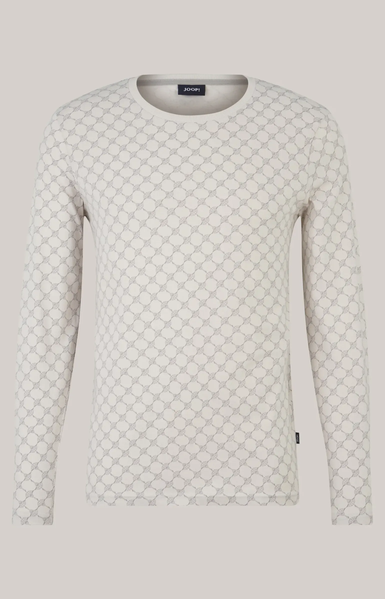 Loungewear Longsleeve in Offwhite/Grau gemustert