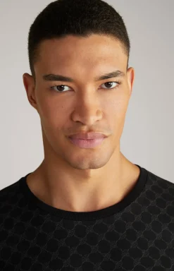 Loungewear Longsleeve in Schwarz gemustert