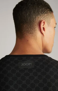 Loungewear Longsleeve in Schwarz gemustert