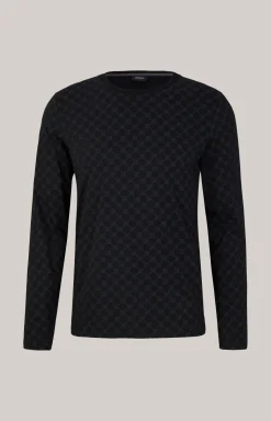 Loungewear Longsleeve in Schwarz gemustert