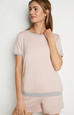 Loungewear Shirt in Rosa/Grau meliert