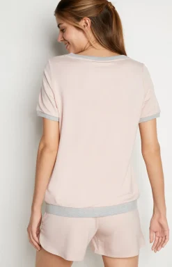 Loungewear Shirt in Rosa/Grau meliert