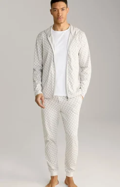 Loungewear Sweatjacke in Offwhite/Grau gemustert