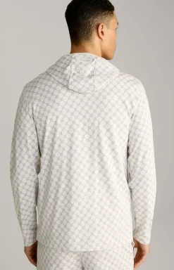 Loungewear Sweatjacke in Offwhite/Grau gemustert