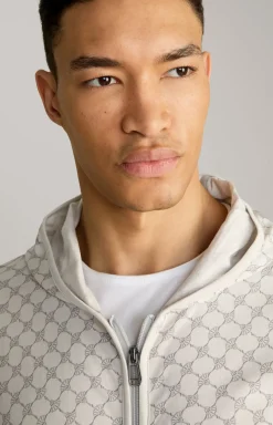 Loungewear Sweatjacke in Offwhite/Grau gemustert