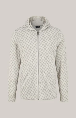 Loungewear Sweatjacke in Offwhite/Grau gemustert