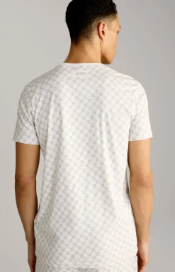 Loungewear T-Shirt in Offwhite/Grau gemustert