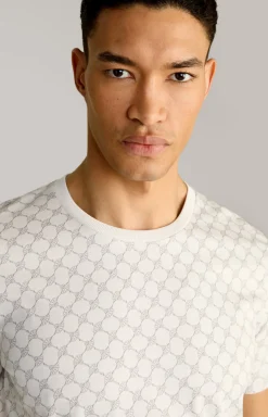 Loungewear T-Shirt in Offwhite/Grau gemustert