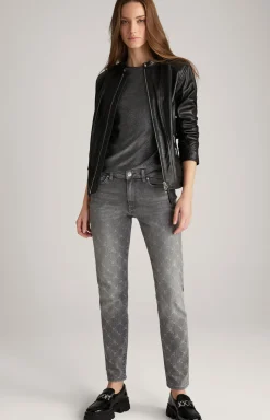 Lurex-Blusenshirt in Grau-Glitzer