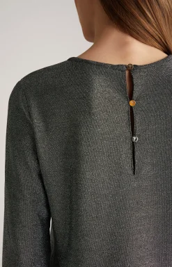 Lurex-Blusenshirt in Grau-Glitzer