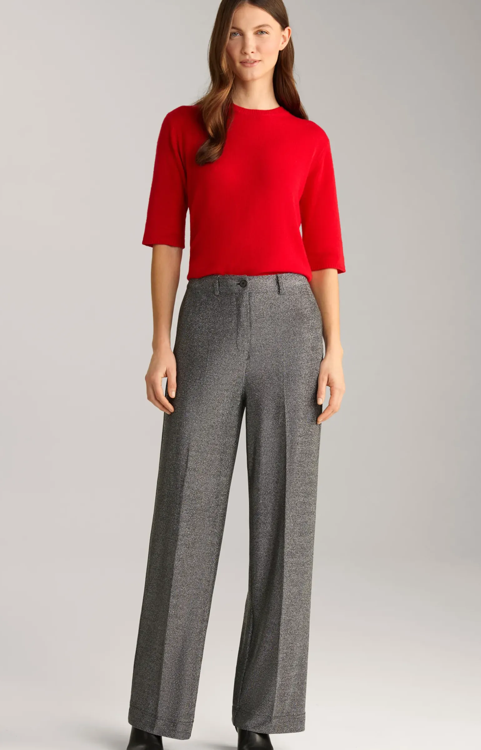 Lurex-Hose in Grau-Glitzer