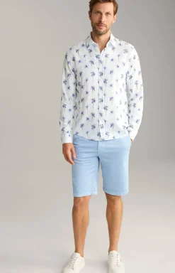 Lyocell-Hemd Hanson in Weiß-Blau gemustert