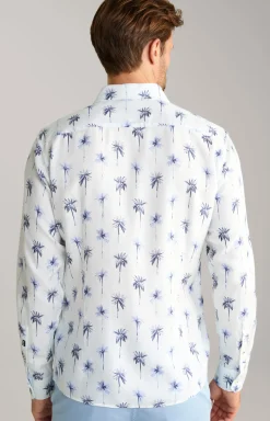 Lyocell-Hemd Hanson in Weiß-Blau gemustert