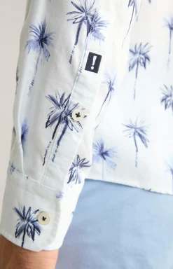 Lyocell-Hemd Hanson in Weiß-Blau gemustert