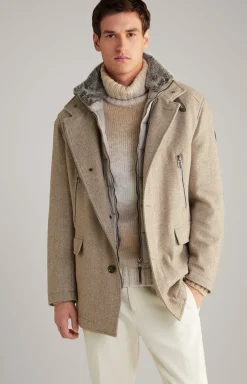 Mantel Gary in Hellbraun gemustert