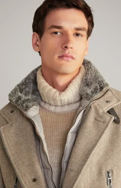 Mantel Gary in Hellbraun gemustert