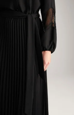 Maxi Crêpe-Kleid in Schwarz
