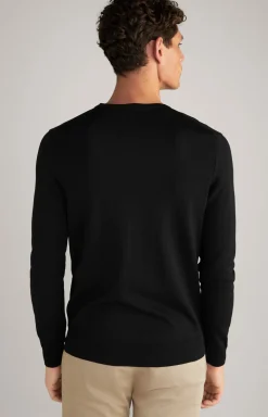 Merinowoll-Pullover Damien in Schwarz