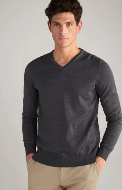 Merinowoll-Pullover Damien in Anthrazit