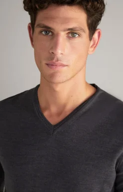 Merinowoll-Pullover Damien in Anthrazit