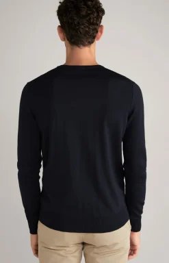 Merinowoll-Pullover Damien in Dunkelblau