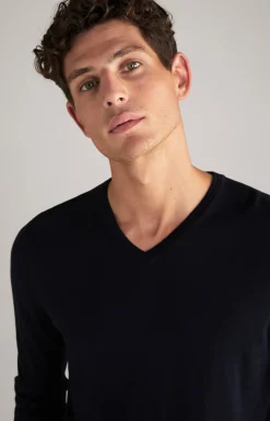 Merinowoll-Pullover Damien in Dunkelblau